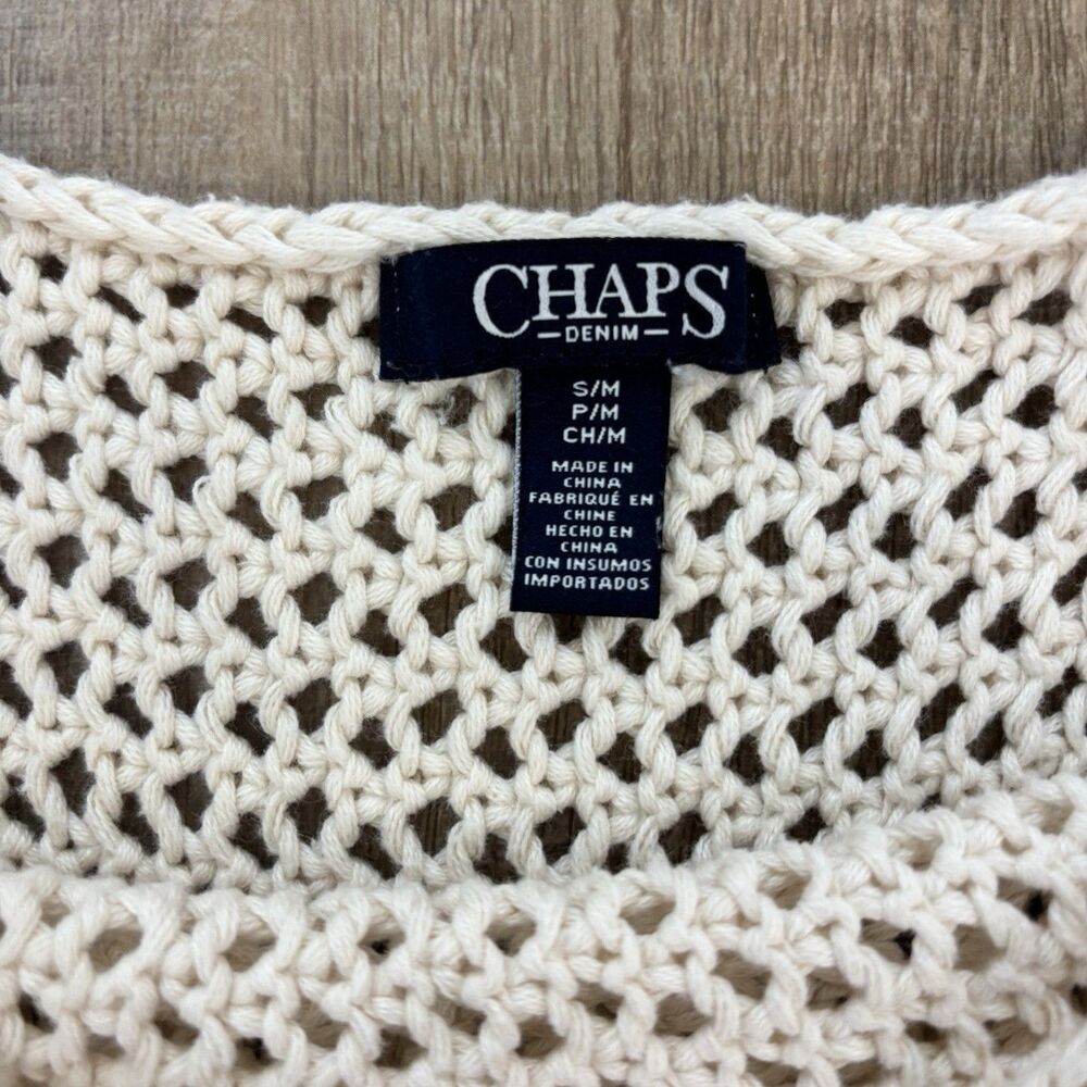 Womens Open Crochet Bohemian Cotton Top Size S Ivory Hippie Festival Gypsy Rodeo - Picture 6 of 12